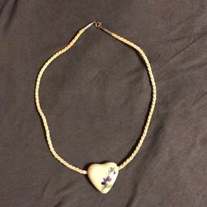 Porcelain Bubble flowered Heart Necklace
